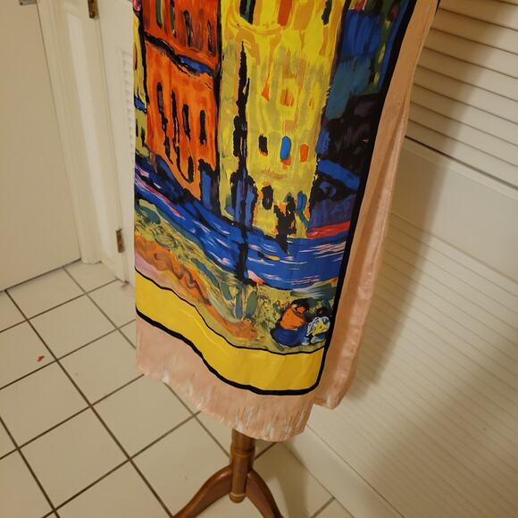 Impressionist Art Print Sheath Dress Sweet Miss Medium Venice Scene Silky - Picture 7 of 8